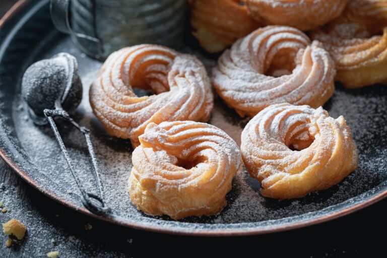 Sweet spanish donuts with sparkling sugar. Donuts easy to make.